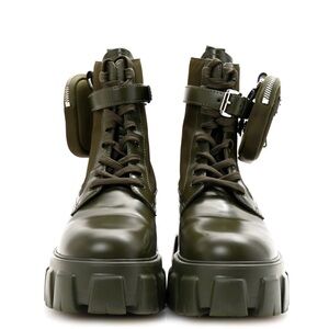 Prada Dark Green Combat Boots